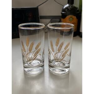 Pair of‎ Golden Wheat Homer Laughlin 4 Oz. Juice Glasses